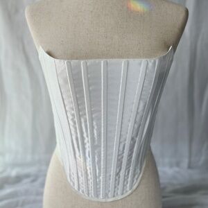Handmade White Silk Dupioni Corset Top - Bridal Wedding Corset